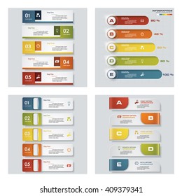 Collection of 4 design colorful presentation templates. Vector Background. For your idea and presentation.