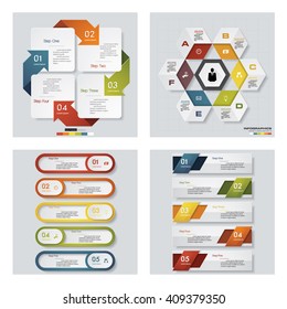 Collection of 4 design colorful presentation templates. Vector Background. For your idea and presentation.