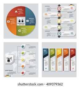 Collection of 4 design colorful presentation templates. Vector Background. For your idea and presentation.