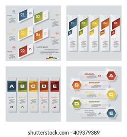 Collection of 4 design colorful presentation templates. Vector Background. For your idea and presentation.