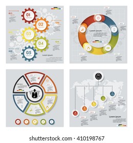 Collection of 4 design colorful presentation templates. Vector Background. For your idea and presentation.