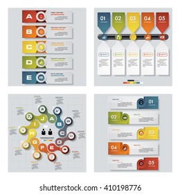 Collection of 4 design colorful presentation templates. Vector Background. For your idea and presentation.