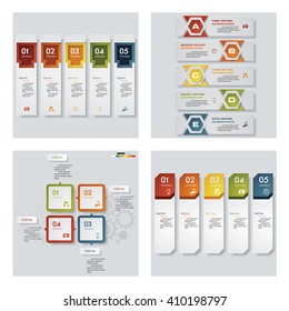 Collection of 4 design colorful presentation templates. Vector Background. For your idea and presentation.