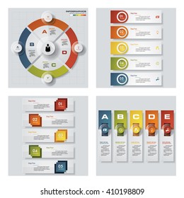 Collection of 4 design colorful presentation templates. Vector Background. For your idea and presentation.