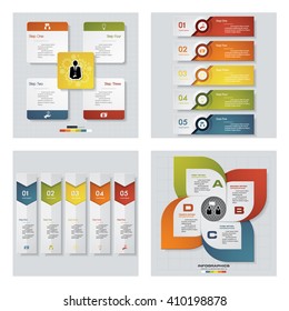 Collection of 4 design colorful presentation templates. Vector Background. For your idea and presentation.