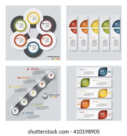 Collection of 4 design colorful presentation templates. Vector Background. For your idea and presentation.