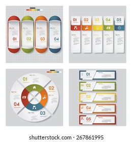 Collection of 4 design template/graphic or website layout. Vector Background. For your idea and presentation.
