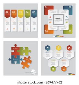 Collection of 4 design template/graphic or website layout. Vector Background. For your idea and presentation.