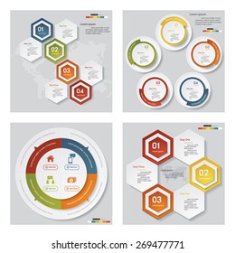 Collection of 4 design template/graphic or website layout. Vector Background. For your idea and presentation.