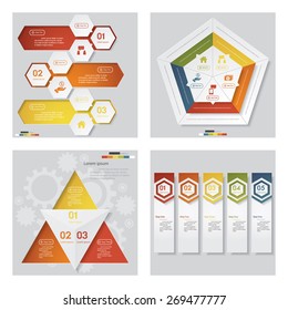 Collection of 4 design template/graphic or website layout. Vector Background. For your idea and presentation.