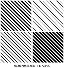 Collection of 4 diagonal seamless backgrounds. patterns of different thickness