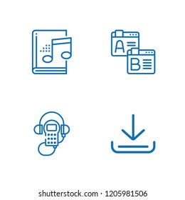 Collection of 4 document outline icons include icons such as download, browsers, audio guide