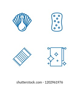 Collection of 4 domestic outline icons include icons such as sponge, turkey, beach towel