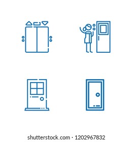 Collection of 4 doorway outline icons include icons such as door