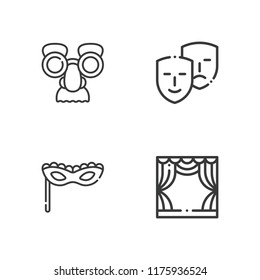 Collection of 4 drama outline icons include icons such as comedy, stage