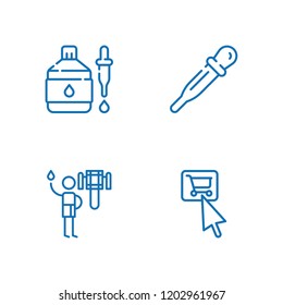 Collection of 4 droplet outline icons include icons such as tap, dropper, pipette