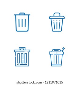 Collection of 4 dustbin outline icons include icons such as