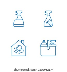 Collection of 4 duster outline icons include icons such as window cleaner, cleaning