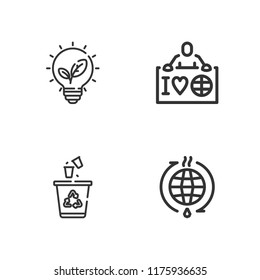 Collection of 4 ecological outline icons include icons such as earth cycles, ecologist, recycling