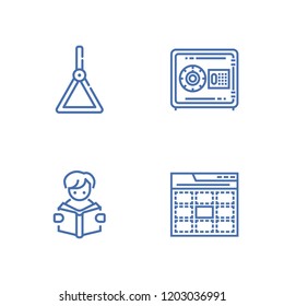 Collection of 4 editable outline icons include icons such as holder, web, reading