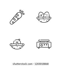 Collection of 4 egg outline icons include icons such as crepe maker, nest, chick