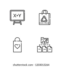 Collection of 4 empty outline icons include icons such as paper bag, shopping bag, folder