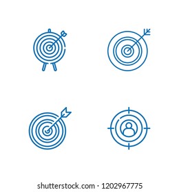Collection of 4 excellence outline icons include icons such as target
