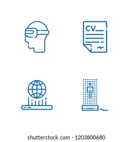 Collection of 4 experience outline icons include icons such as hologram, ar glasses