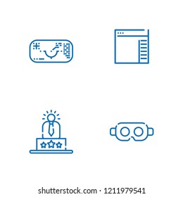 Collection of 4 experience outline icons include icons such as side menu, ar glasses