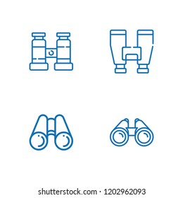 Collection of 4 eyes outline icons include icons such as binoculars