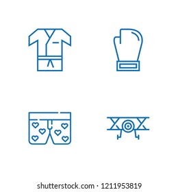 Collection of 4 fighter outline icons include icons such as boxing, karate, aeroplane