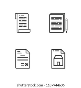 Collection of 4 folio outline icons include icons such as document, documents, documentation