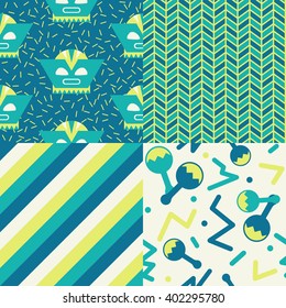 Collection of 4 Funky mexican patterns celebrating Cinco de Mayo holiday.