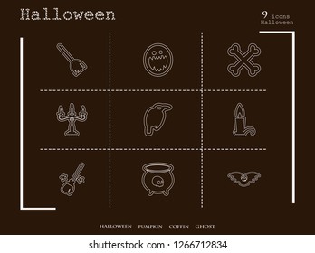 Collection of 4 halloween icons. Vector illustration in thin line style