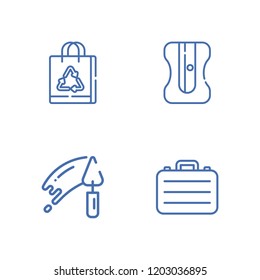 Collection of 4 handle outline icons include icons such as briefcase, paper bag, trowel