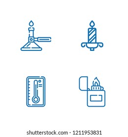 Collection of 4 heat outline icons include icons such as burner, lighter, temperature