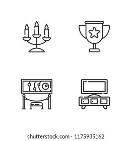 Collection of 4 holder outline icons include icons such as cup, stand, candelabra