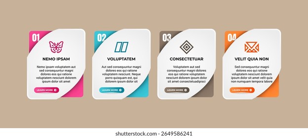 collection of 4 infographics rectangle paper index with data template. four vector illustration abstract background. Can be used for workflow layout, business step, banner, web design.