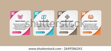 collection of 4 infographics rectangle paper index with data template. four vector illustration abstract background. Can be used for workflow layout, business step, banner, web design.