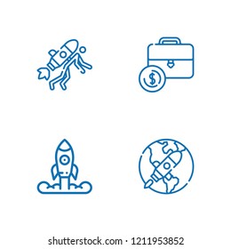 Collection of 4 investor outline icons include icons such as startup