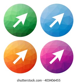 Collection of 4 isolated modern low polygonal buttons - icons - for cursor (pointer)