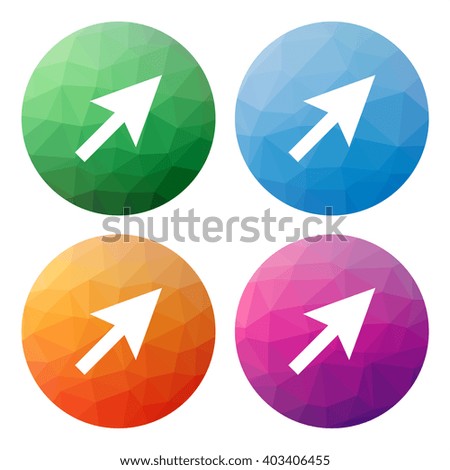 Collection of 4 isolated modern low polygonal buttons - icons - for cursor (pointer)