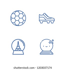 Collection of 4 kick outline icons include icons such as soccer shoe, ball