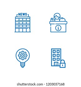 Collection of 4 lamp outline icons include icons such as office, light bulb