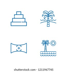 Collection of 4 landscape outline icons include icons such as field of view, pyramid