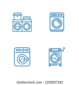 Collection of 4 laundromat outline icons include icons such as
