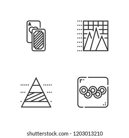 Collection of 4 layout outline icons include icons such as cards, pyramid chart