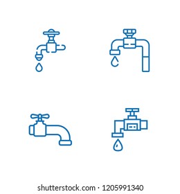 Collection of 4 leaky outline icons include icons such as tap