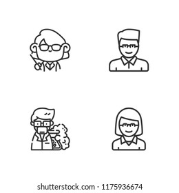 Collection of 4 lesson outline icons include icons such as educator, teacher