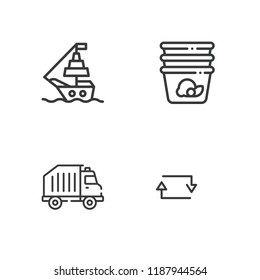 Collection of 4 loading outline icons include icons such as recycling truck, retweet, container